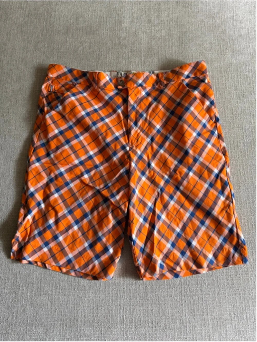 Royal & Awesome tangerine tartan shorts plaid golf shorts men’s size 38